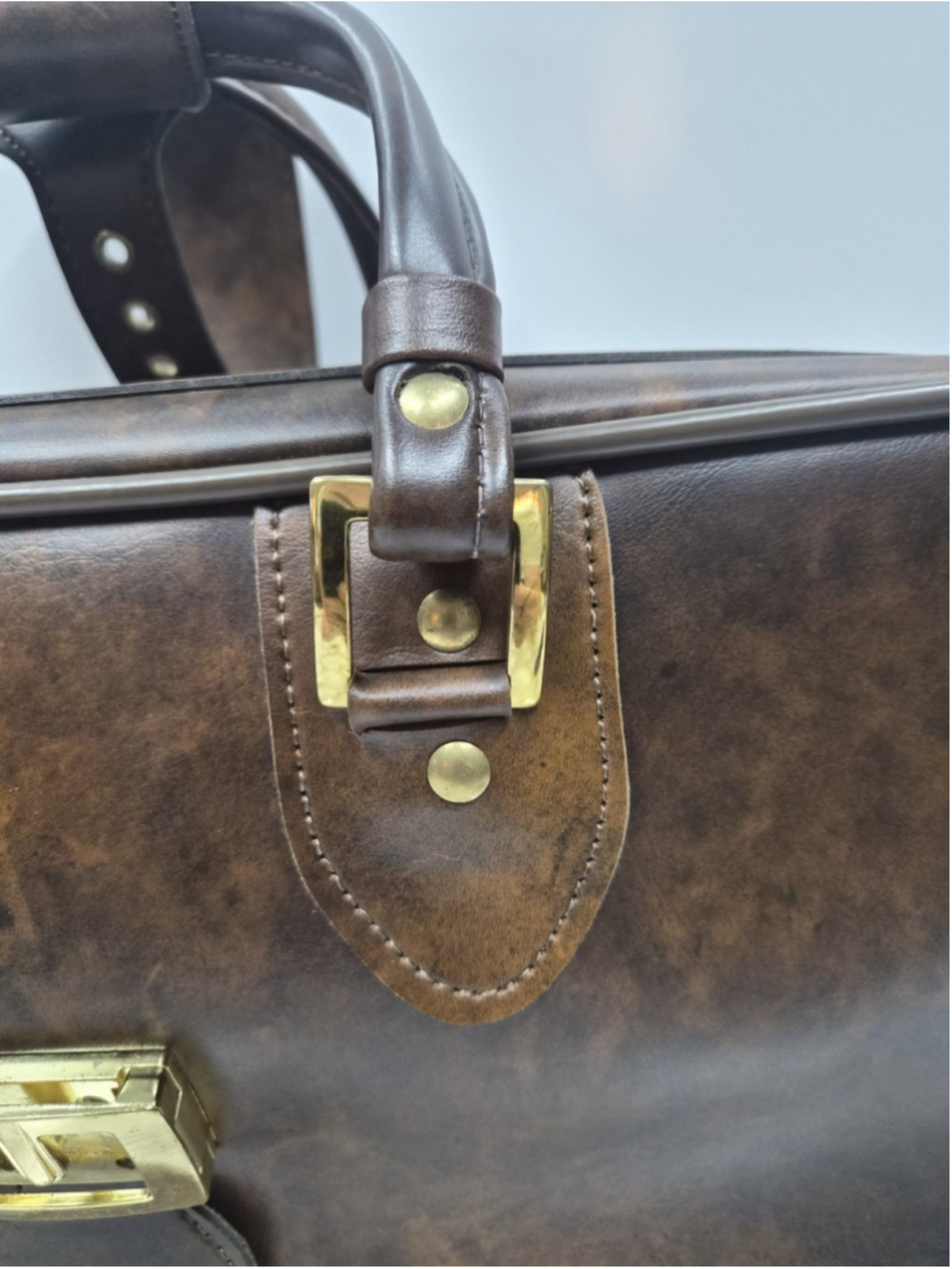 Vintage Invicta Leather Carry On Luggage Bag Brown Weekender Travel Suitcase - Picture 12 of 16